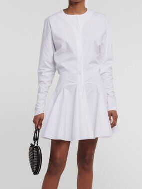 Alaia Women's White Cotton Poplin Skater Mini Dress Size 42